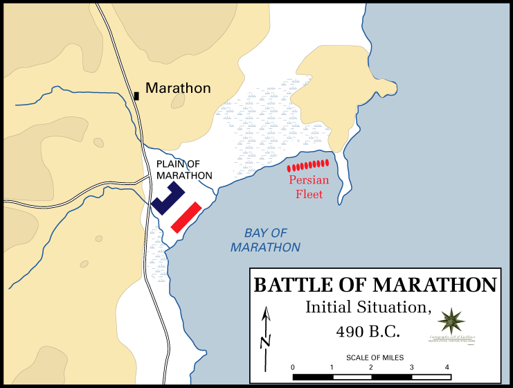 Battle of Marathon initial positions map