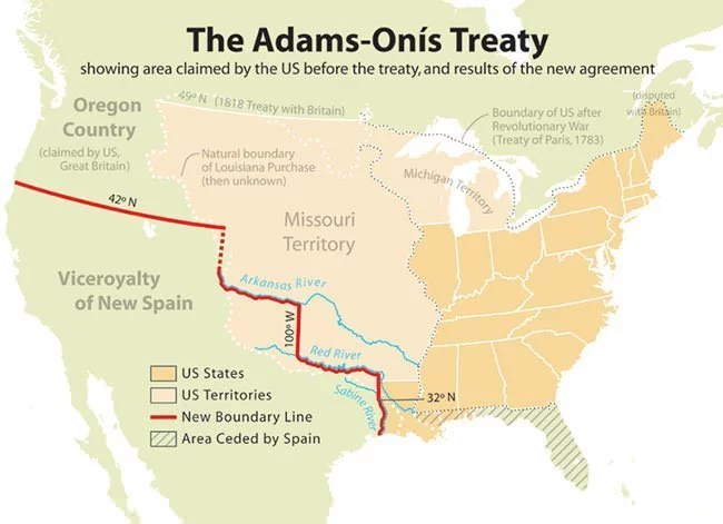 Adams–Onis Treaty map