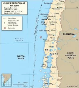 Map of the 1960 Valdivia Earthquake