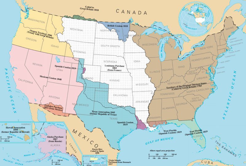 Map of territorial expansion of United States