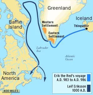 Map of the voyages of Eric the Red