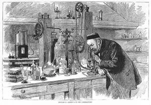 Louis Pasteur conducting an experiment