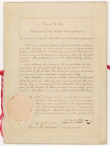 Original copy of the Oregon Treaty