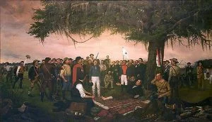 Surrender of Santa Anna painting