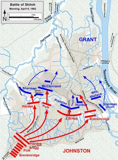 Battle of Shiloh Map - April 6 morning