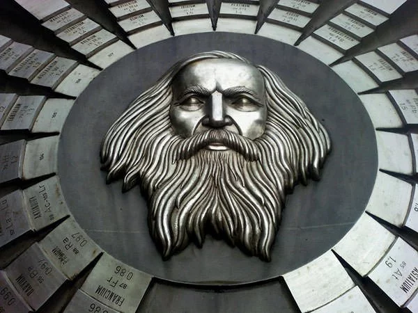 Monument to periodic table and Dmitri Mendeleev