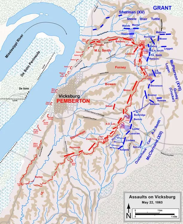 Battle of Vicksburg Map, May 22, 1863