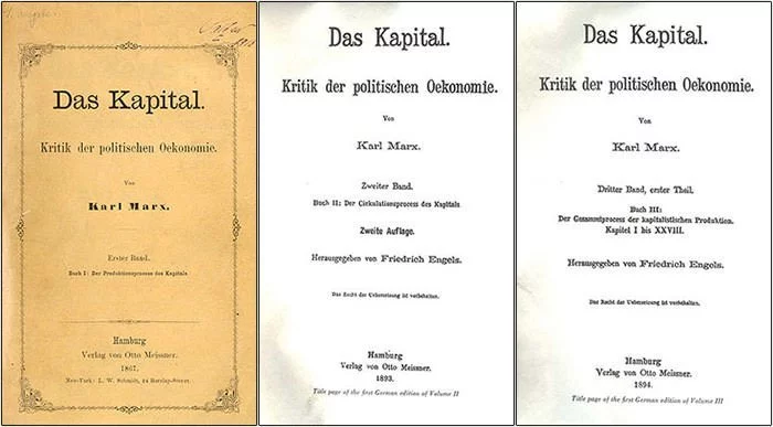First editions of the three volumes of Das Kapital