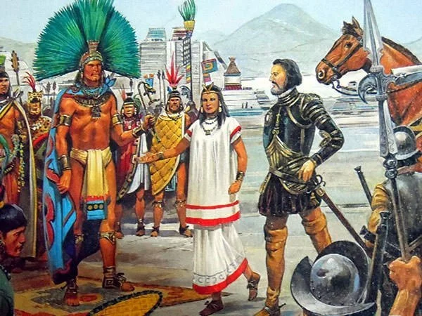 Hernan Cortes and Moctezuma II