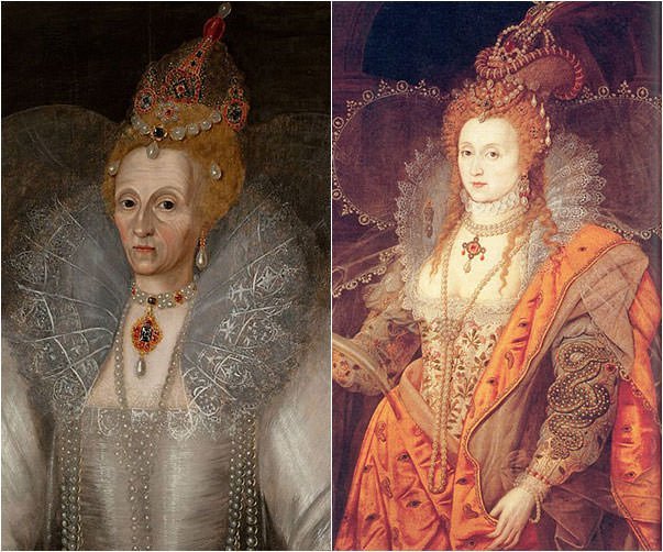 Two contrasting portraits of Elizabeth I