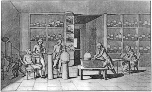 Antoine Lavoisier conducting an experiment on respiration