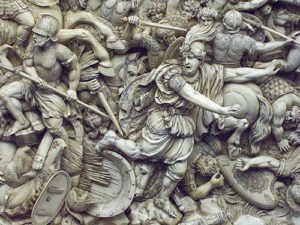 Darius III flees during the Battle of Gaugamela