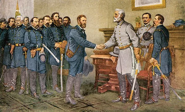Robert E. Lee surrenders to Grant
