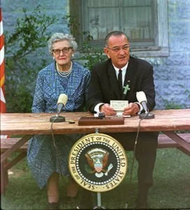 President Johnson at the ESEA signing ceremony