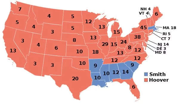 1928 US Presidential Election Electoral College Result
