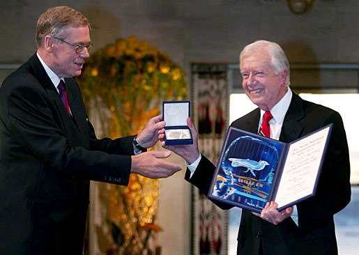 Jimmy Carter receiving the 2002 Nobel Peace Prize