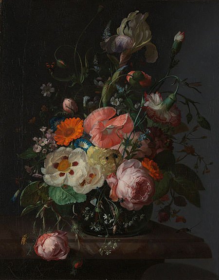 Still Life with Flowers on a Marble Slab (1716)