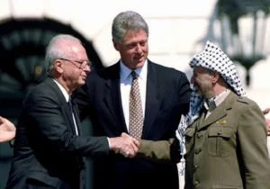 Yitzhak Rabin, Bill Clinton and Yasser Arafat