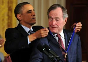 George H. W. Bush being awarded Presidential Medal of Freedom