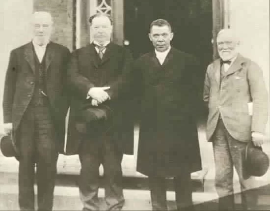 Booker T Washington with Robert C. Ogden, William Howard Taft and Andrew Carnegie
