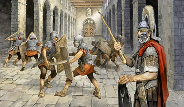 Roman soldiers training