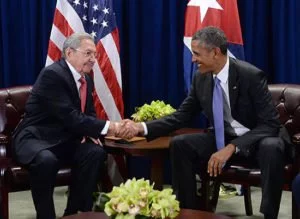 Barack Obama with Raul Castro