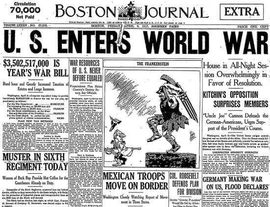 U.S. enters World War 1 report