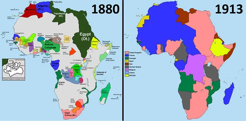 Colonial Africa in 1880 and before World War I