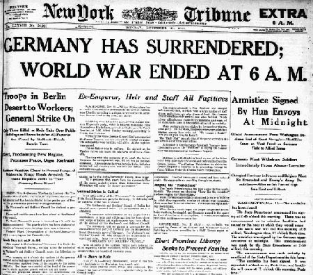 German Surrender in WW1 report