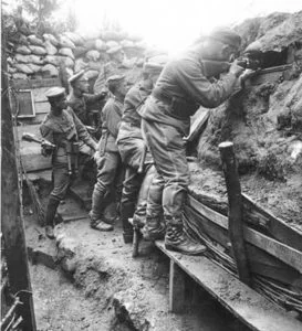 German soldiers in a WW1 trench