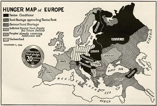 Hunger Map of Europe in 1918