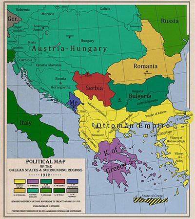 Balkan states map 1912