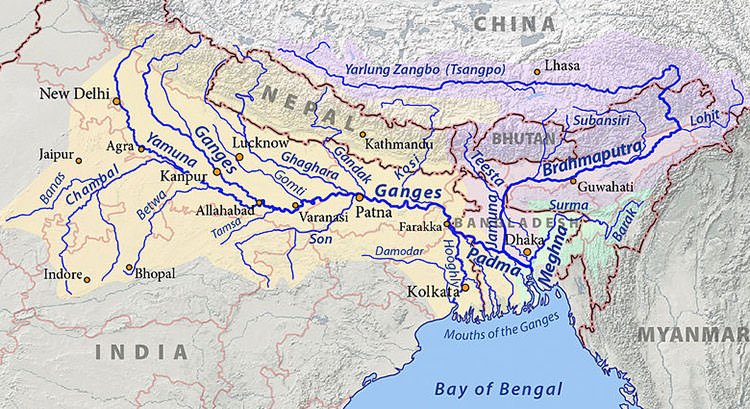 Ganges, Brahmaputra and Meghna drainage basin