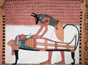 Anubis attending the mummy of the deceased Sennedjem