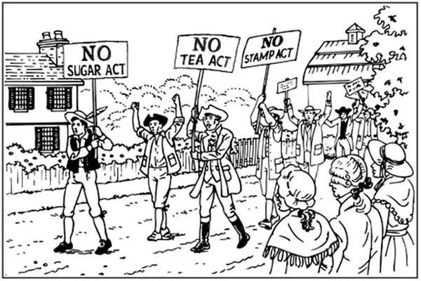 American Revolution taxation protests cartoon