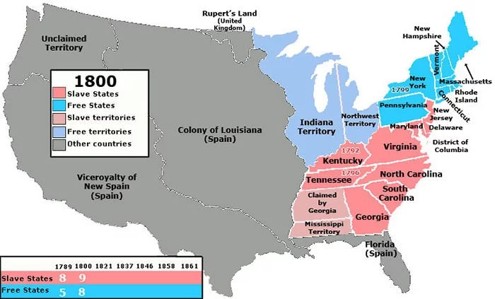 US Slavery Map 1800