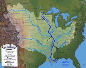 Mississippi River major tributaries map