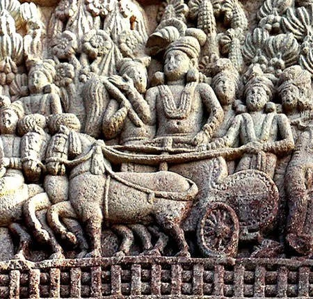 King Ashoka on his chariot