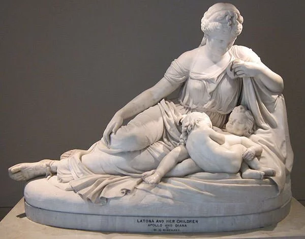 Leto with her children Apollo and Artemis