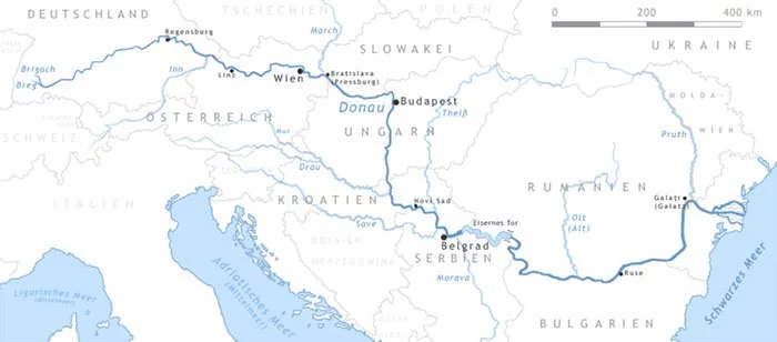 Danube tributaries map