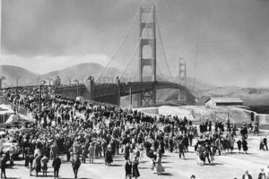 Opening day of Golden Gate Bridge
