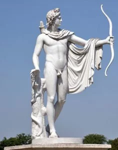 Statue of Apollo with bow and arrow