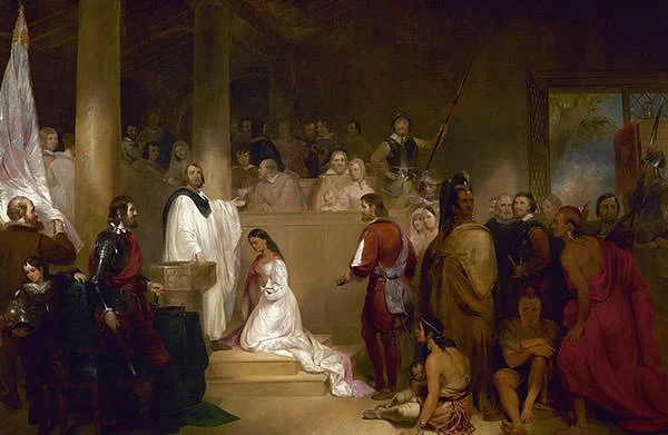 Baptism of Pocahontas painting