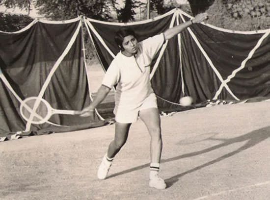 Kiran Bedi while playing tennis