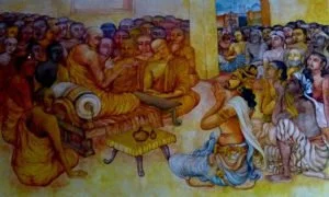 Painting of Ashoka and Monk Moggaliputta-Tissa