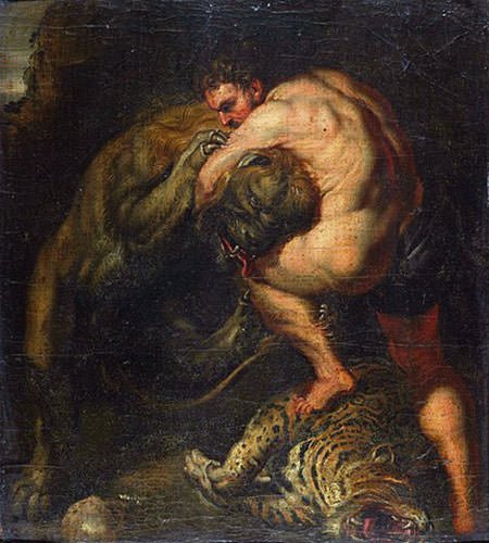 Hercules fight with the Nemean lion