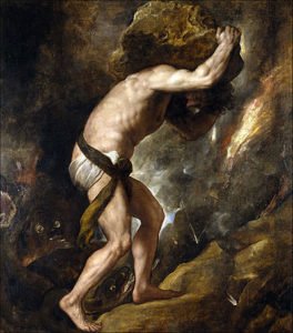Sisyphus with the Boulder