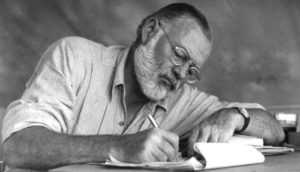 Ernest Hemingway writing