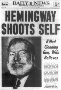 Hemingway's suicide news report