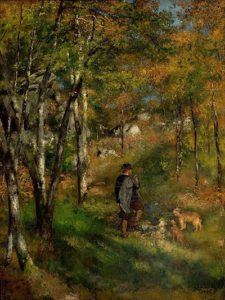 Jules Le Coeur Walking in the Fontainbleau Forest with his Dogs (1866)